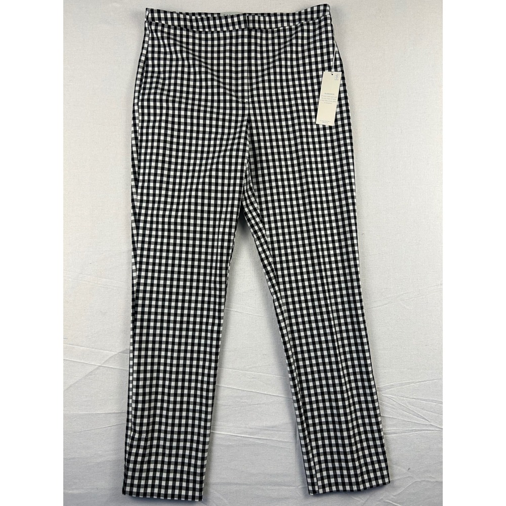 Calypso St. Barth Womens Gingham Check Slim Ankle Pants Black White Size 6 NWT